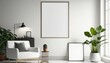 © rajesh - White blank poster mockup in living, scandinavian style, Generative ai
