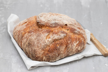 Poster - Fresh bread with cereals on dark background