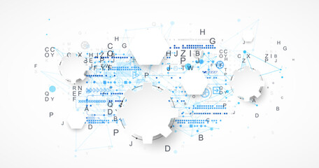 Abstract technology concept. Circuit board, color background.