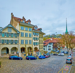 Poster - Nydeggstalden, one of the most famous streets of old town of Bern, Switzerland