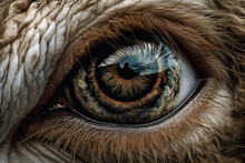 Close-up finest detail of the sheep eye by Ai generated.