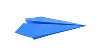 Blue Paper Plane Origami Isolated On A White Background