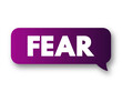 Fear is an intensely unpleasant emotion in response to perceiving or recognizing a danger or threat, text concept background