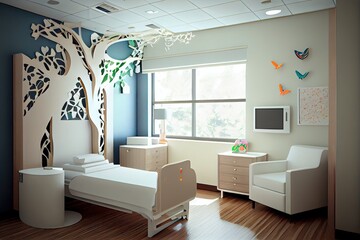 Wall Mural - intricately designed hospital room with modern and minimalist furniture, created with generative ai