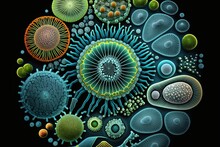 Microscopic Diatoms Sea Flowers Haeckel Inspiration Generative Ai