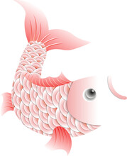Chinese Traditional Paper Cutting Relief Of Pink Carp Fish