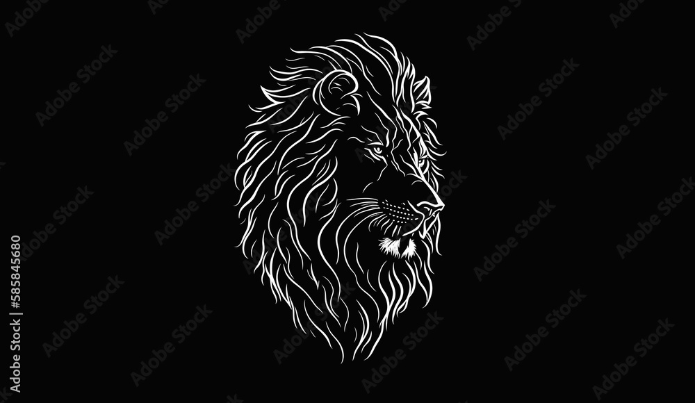 lion head silhouette illustration free vector Stock Vector | Adobe Stock