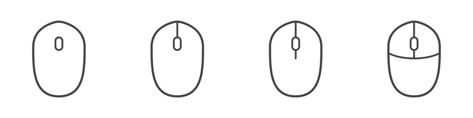 Sticker - Computer mouse icons vector. Left and right click vector. Icons set of pressing different mouse buttons for PC. Mouse wheel scroll icon vector. Mouse icon set for PC.