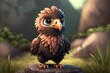 Cute Cartoon Baby Eagle Character (Generative AI)