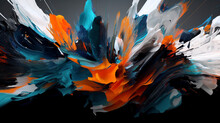 Abstract Orange And Blue Splash Background With Space - Generative Ai