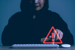 © reewungjunerr - warning signs to be aware of the dangers of being hacked by hackers,Internet malware viruses are destroying computer data.