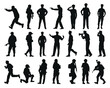 © Ascreator - Set police silhouette vector illustration.