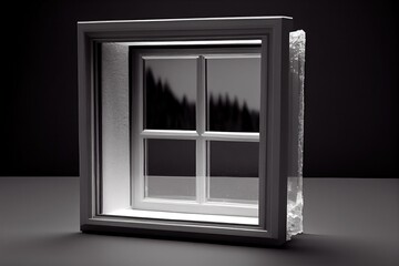 Canvas Print - window frame made of plastic, with clear or tinted glass, created with generative ai