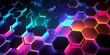 © MxCaptures - Abstract background with glowing lights hexagon - Generative ai