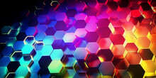 Abstract Background With Glowing Lights Hexagon - Generative Ai
