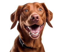 Happy Smiling Dog On A Transparent Background For Decorating Projects About Pets. Generative AI