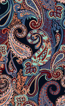 Paisley Design Shawl Pattern. Seamless Asian Textile Background. Damask Seamless Pattern, Paisley Pattern	