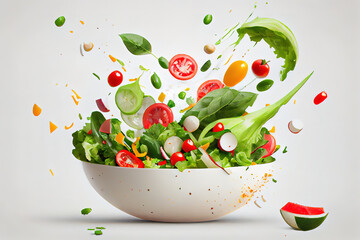 Wall Mural - Realistic vegetables in glass bowl. Generative Ai