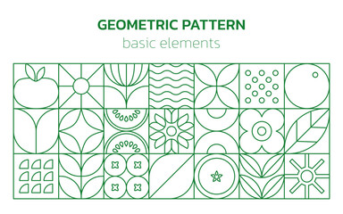 geometric food line pattern. natural plant flower simple shape, abstract eco agriculture concept. ve