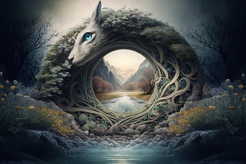 Wall Mural - from winter hibernation to flourishing mystical transformation, a surreal spring awaits generative a