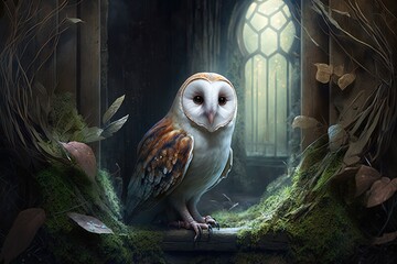 Wall Mural - magical memories and mesmerizing eyes – a mysterious fantasy barn owl forgotten through time and spa