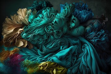 Wall Mural - Lush Palette of Radiantly Dyed Silk Generative AI