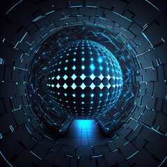 Poster - Abstract 3d sphere, Futuristic technology style, Big data