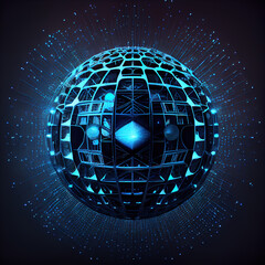 Poster - Abstract 3d sphere, Futuristic technology style, Big data