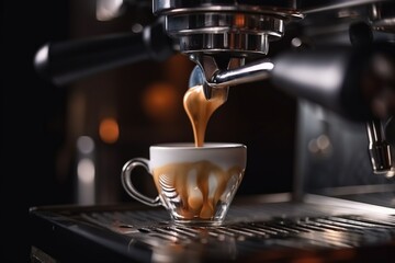 Wall Mural - espresso machine pouring espresso