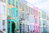 Fototapeta Londyn - Beautiful and colorful pastel houses of Notting Hill, London, England