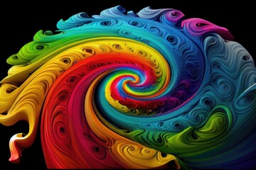 Canvas Print - a rainbow paint swirl, showing the different colors and hues of the rainbow., created with generative ai