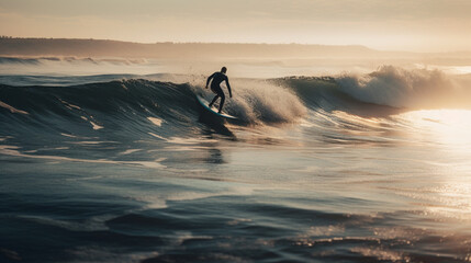 Sticker - Surfer catching a wave Generative AI