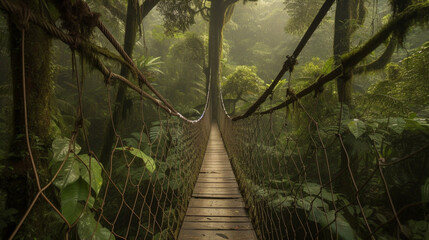 Poster - A Suspension Bridge in a Rainforest Generative AI