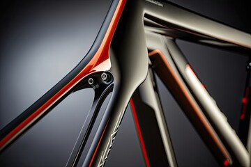 Canvas Print - close-up of cross bike's sleek frame and precision components, created with generative ai