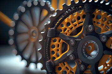 Canvas Print - close-up of a bike's chain and gears in motion, created with generative ai