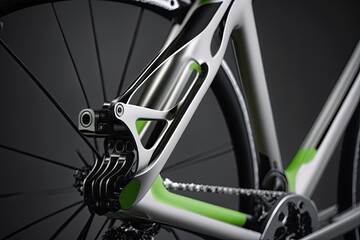 Poster - close-up of cross bike's sleek frame, with handlebars and gears in view, created with generative ai