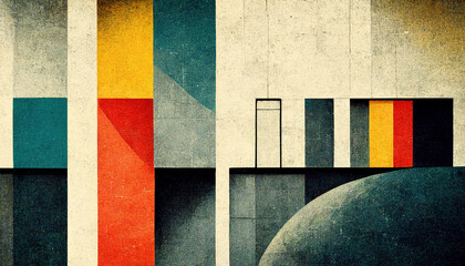 Wall Mural - abstract bauhaus style background. trendy aesthetic bauhaus architecture design. generative ai.