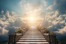 Stairway To Heaven In Glory, Gates Of Paradise. AI Generated