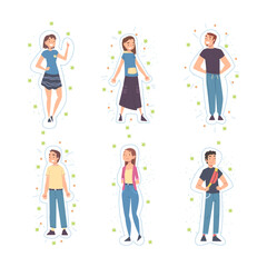 Wall Mural - Cheerful People Characters with Healthy Immune System Vector Set