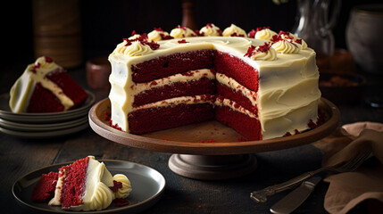 Poster - Red velvet cake with cream cheese frosting Generative AI