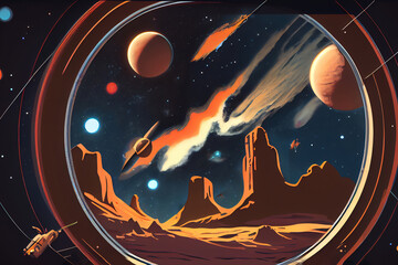 Wall Mural - Solar system. Colorful planets, galaxy and universe. Space cartoon