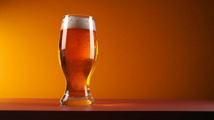 Canvas Print - Glass of beer on a colored background Generative AI