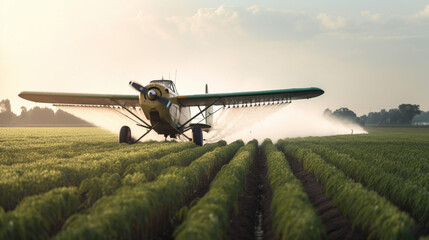 Poster - A farming plane spraying crops with precision Generative AI