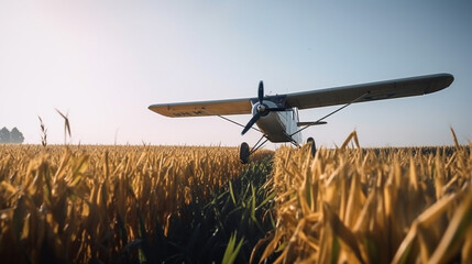 Poster - The wings of the agriculture plane standing Generative AI