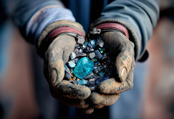 Artisanal Miner Holding Cobalt Deposit - Generative Ai	