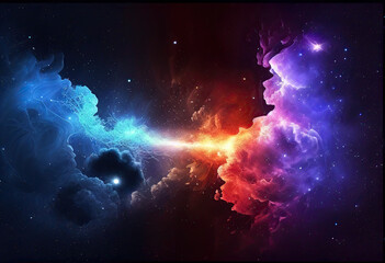 Wall Mural - abstract scientific background - space, nebula and stars - ai generated