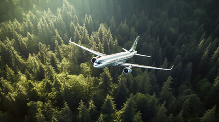 Sticker - A passenger plane in mid-flight overlooking a vast Generative AI