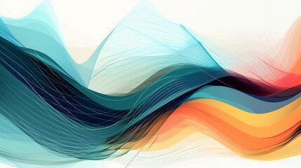 Poster - Abstract background of colorful neon wavy line Generative AI