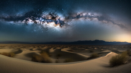 Wall Mural - A vast desert with rolling dunes and starry night sky Generative AI