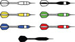 © ATerra - Throwing Darts Clipart Set - Outline, Silhouette & Color